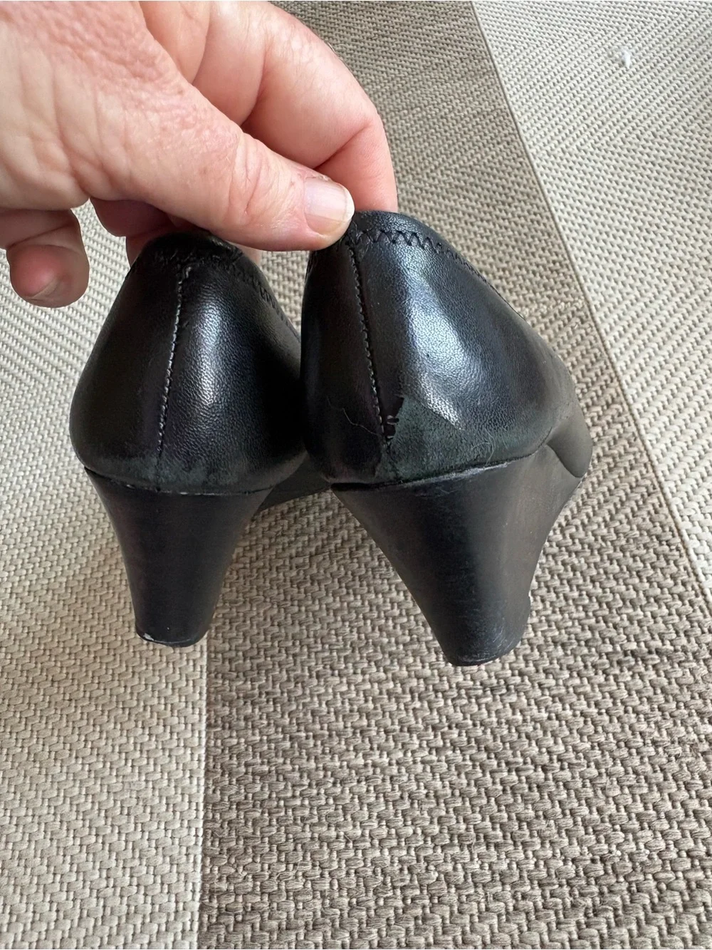 Tory Burch Black Leather Wedge Heels